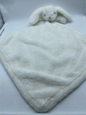 OEKO-TEX Standard 100 White bunny Lovey Plush Infant Security Blanket 14" x 15"